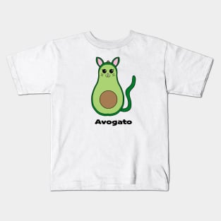 Avogato Cat Avocado Pun Joke Funny Illustration Kids T-Shirt